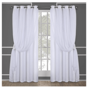 white sheer window curtain