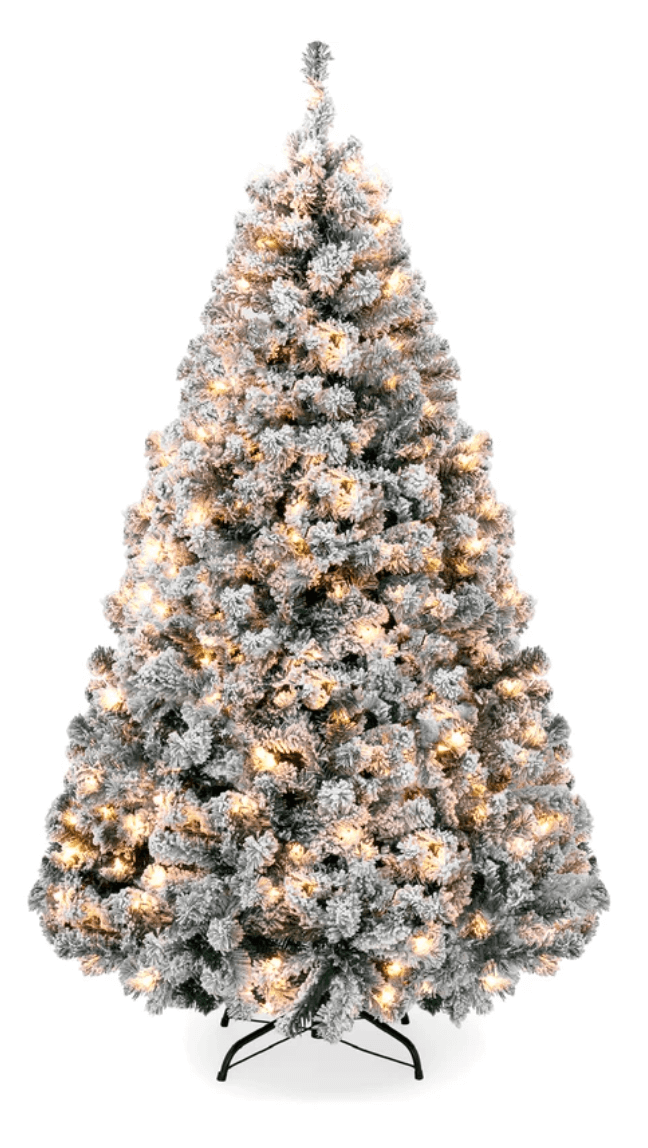 Pre-Lit Snow Flocked Artificial Pine Christmas