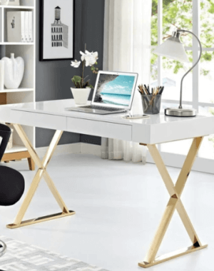 gold and white office desk for the home