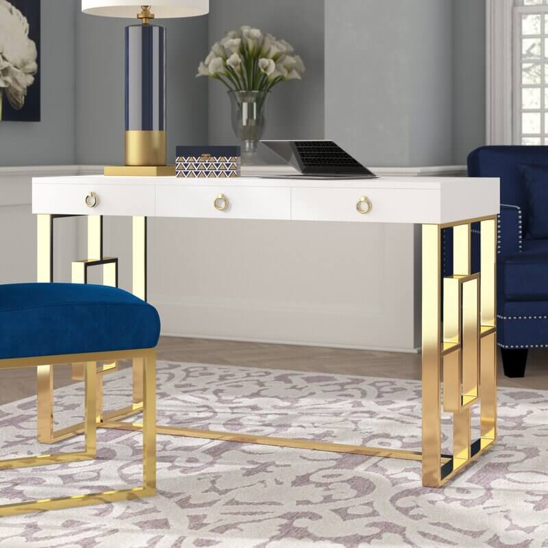 white desk with gold legs for cheap