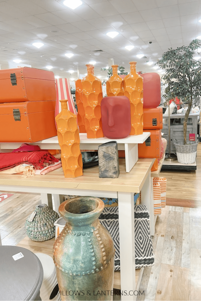 orange vases at home goods decor finds