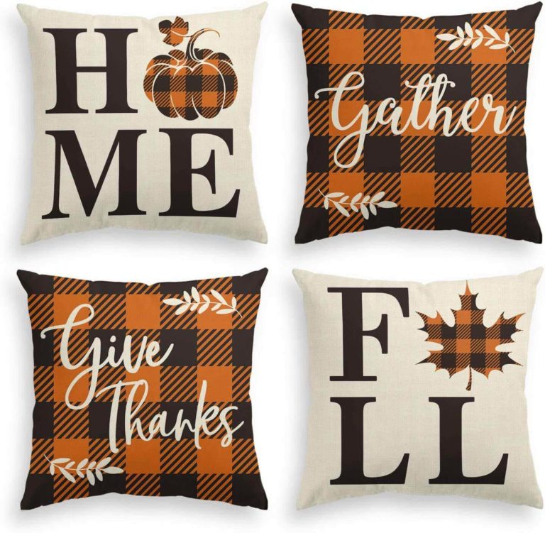 black and orange fall home pillows