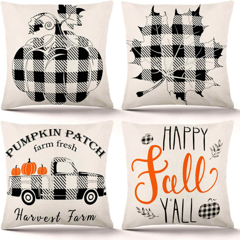 buffalo print happy fall pillows