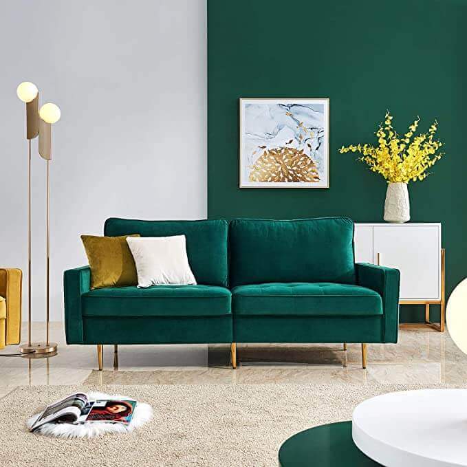 green low end sofas