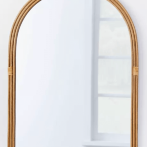 wooded arched wall mirror